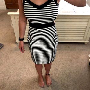 Black and White Cut Out Form Fitting Dress